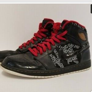 2009 Nike Air Jordan 1 High OG HOF Hall Of Fame 371498-012 Black Red Men's 11.5